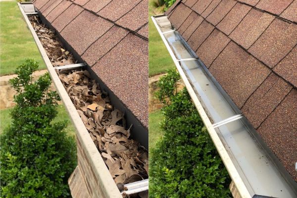 Before and After Gutter Cleaning